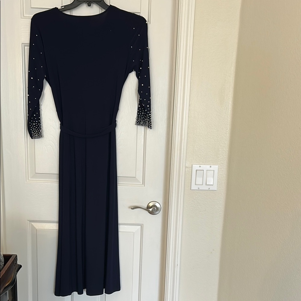 MSK Black Sheath Dress w/ Embellished Bishop Sleeves | Size M - Picture 5 of 10